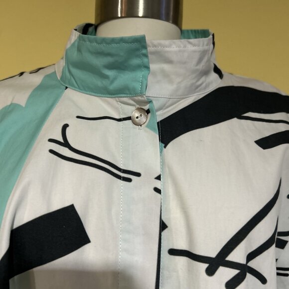 Art To Wear Cupcake International Memphis Abstract L 100% Cotton Jacket Shirt - Picture 14 of 16